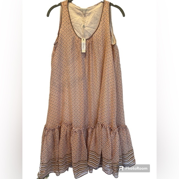 Max Studio Small NWT flounce dress cream orange blue‎ Nordstrom Rack - Picture 3 of 11